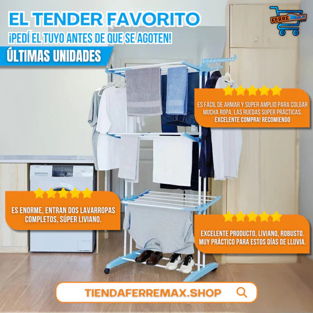 Tender Vertical de 3 Niveles Plegable (ENVÍO GRATIS)