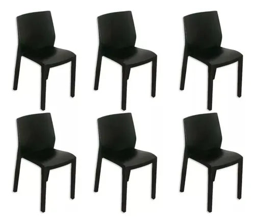 Combo 6 Sillas Paris Negro Mascardi Plastico Exterior