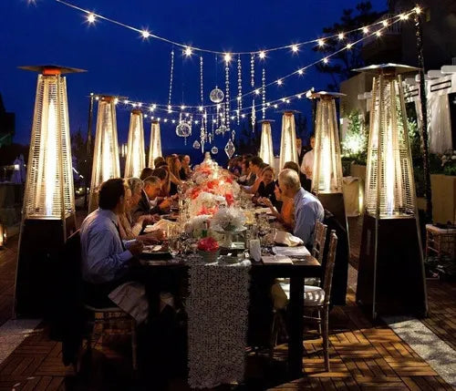 Calefactor Exterior Estufa A Gas Piramide Jardin Acero Inox Color Plateado