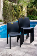 Combo 6 Sillas Paris Negro Mascardi Plastico Exterior