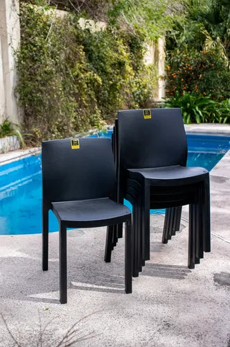 Combo 6 Sillas Paris Negro Mascardi Plastico Exterior