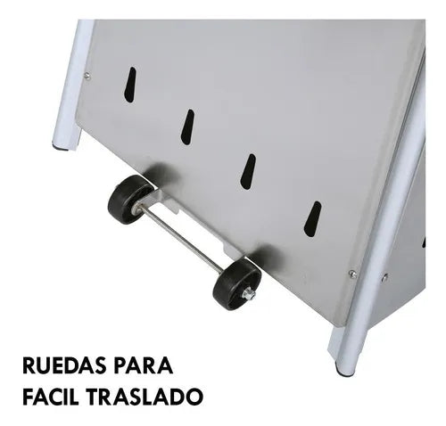 Calefactor Exterior Estufa A Gas Piramide Jardin Acero Inox Color Plateado